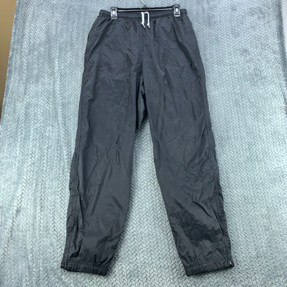 Nike Kids L 12-14 Black Nylon Windbreaker Track Pants Lined Zipper Cuffs Joggers
